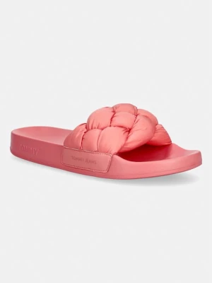 Tommy Jeans klapki damskie TJW BRAIDED SLIDES różowy