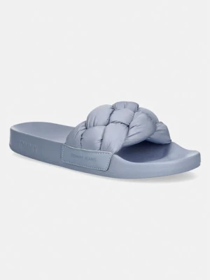 Tommy Jeans klapki damskie TJW BRAIDED SLIDES niebieski