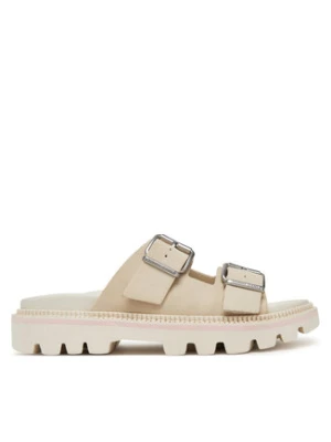 Tommy Jeans Klapki Double Strap Sandal Suede EN0EN02797 Écru