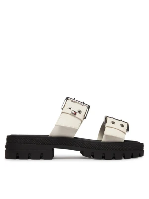 Tommy Jeans Klapki Tjw Buckle Straps Sandal EN02966 Écru Kremowy