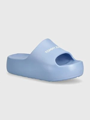 Tommy Jeans klapki TJW CHUNKY FLATFORM damskie kolor niebieski na platformie EN0EN02586