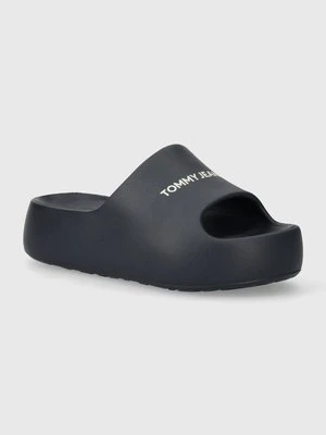 Tommy Jeans klapki TJW CHUNKY FLATFORM SLIDE damskie kolor granatowy na platformie EN0EN02454