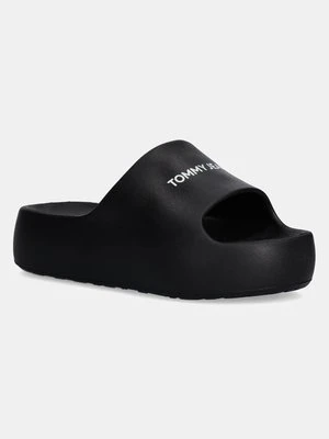 Tommy Jeans klapki TJW FLATFORM POOL SLIDE ESS damskie kolor czarny na platformie EN0EN02763