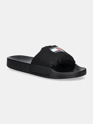 Tommy Jeans klapki TJW INTERESTING MAT POOL SLIDE damskie kolor czarny EN0EN02644