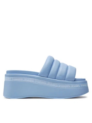 Tommy Jeans Klapki Tjw Wedge Sandal EN0EN02455 Błękitny