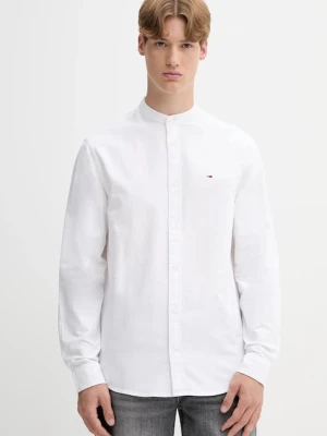 Tommy Jeans koszula bawełniana męska kolor biały regular ze stójką DM0DM21690