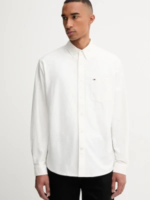Tommy Jeans koszula bawełniana męska kolor biały relaxed z kołnierzykiem button-down DM0DM21926