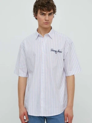 Tommy Jeans koszula bawełniana męska kolor biały relaxed z kołnierzykiem klasycznym DM0DM18955
