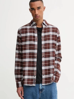 Tommy Jeans koszula bawełniana męska kolor brązowy regular z kołnierzykiem button-down DM0DM22024