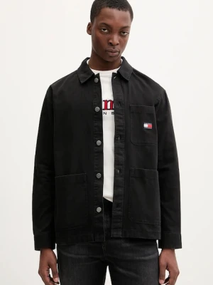 Tommy Jeans koszula bawełniana męska kolor czarny regular z kołnierzykiem klasycznym DM0DM20236