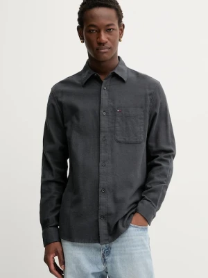 Tommy Jeans koszula bawełniana męska kolor czarny regular z kołnierzykiem klasycznym DM0DM22023