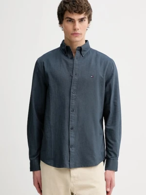 Tommy Jeans koszula bawełniana męska kolor granatowy regular z kołnierzykiem button-down DM0DM22836