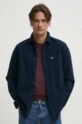 Tommy Jeans koszula bawełniana męska kolor granatowy regular z kołnierzykiem klasycznym DM0DM19656