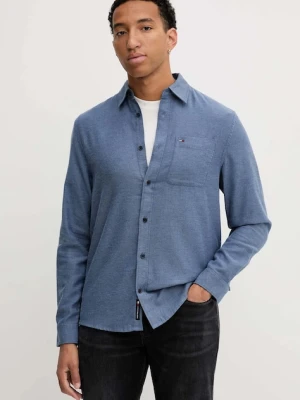 Tommy Jeans koszula bawełniana męska kolor granatowy regular z kołnierzykiem klasycznym DM0DM22023