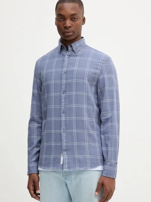 Tommy Jeans koszula bawełniana męska kolor niebieski regular DM0DM21701