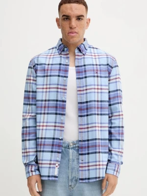 Tommy Jeans koszula bawełniana męska kolor niebieski regular z kołnierzykiem button-down DM0DM22024