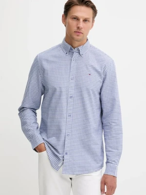 Tommy Jeans koszula bawełniana męska kolor niebieski regular z kołnierzykiem button-down DM0DM22025