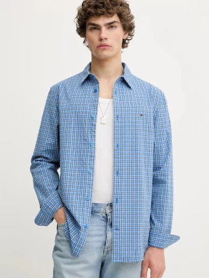 Tommy Jeans koszula bawełniana męska kolor niebieski regular z kołnierzykiem klasycznym DM0DM21693