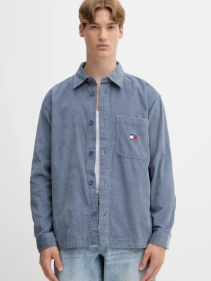 Tommy Jeans koszula bawełniana męska kolor niebieski regular z kołnierzykiem klasycznym DM0DM21698