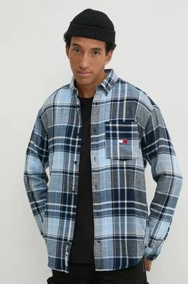 Tommy Jeans koszula bawełniana męska kolor niebieski relaxed z kołnierzykiem button-down DM0DM20597