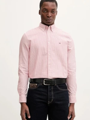 Tommy Jeans koszula bawełniana męska kolor różowy slim z kołnierzykiem button-down DM0DM20668