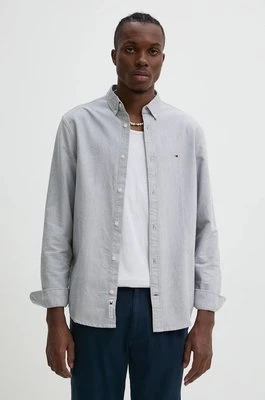 Tommy Jeans koszula bawełniana męska kolor szary regular z kołnierzykiem button-down DM0DM19134