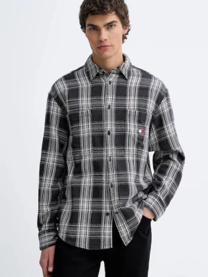 Tommy Jeans koszula bawełniana męska kolor szary regular z kołnierzykiem klasycznym DM0DM22411