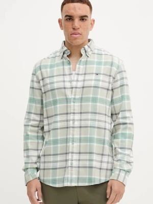 Tommy Jeans koszula bawełniana męska kolor zielony regular z kołnierzykiem button-down DM0DM22024