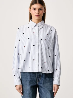 Tommy Jeans koszula damska bawełniana niebieski