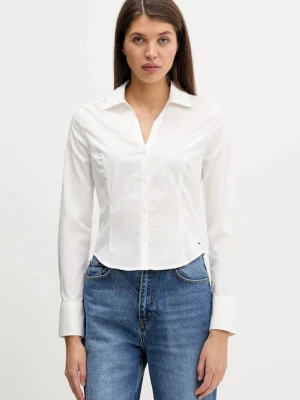 Tommy Jeans koszula damska kolor beżowy slim z kołnierzykiem klasycznym DW0DW22604