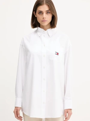 Tommy Jeans koszula damska kolor biały relaxed z kołnierzykiem klasycznym DW0DW20988