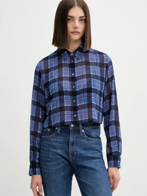 Tommy Jeans koszula damska kolor granatowy relaxed z kołnierzykiem klasycznym DW0DW21452