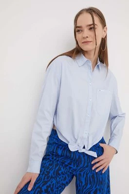Tommy Jeans koszula damska kolor niebieski regular z kołnierzykiem klasycznym