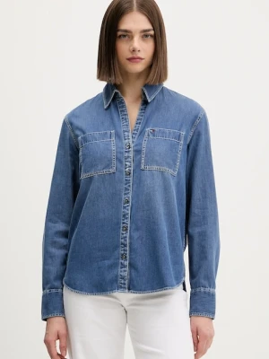 Tommy Jeans koszula damska kolor niebieski regular z kołnierzykiem klasycznym DW0DW22007