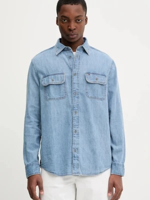 Tommy Jeans koszula jeansowa męska kolor niebieski regular z kołnierzykiem klasycznym DM0DM22304