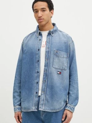 Tommy Jeans koszula jeansowa męska kolor niebieski relaxed z kołnierzykiem button-down DM0DM20650