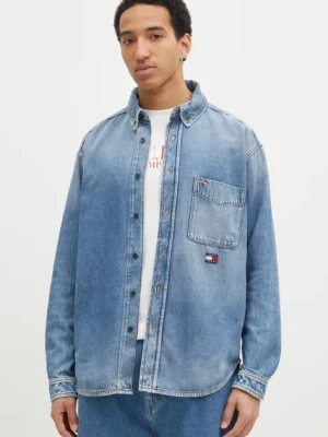 Tommy Jeans koszula jeansowa męska kolor niebieski relaxed z kołnierzykiem button-down DM0DM20650