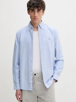 Tommy Jeans koszula męska bawełniana niebieski