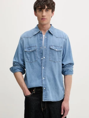 Tommy Jeans koszula męska bawełniana niebieski