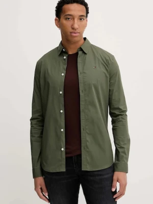 Tommy Jeans koszula męska kolor zielony slim z kołnierzykiem klasycznym DM0DM04405