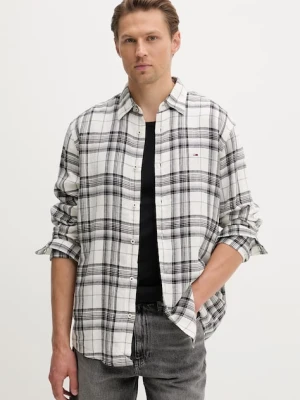 Tommy Jeans koszula męska z dodatkiem lnu
