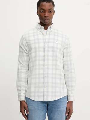 Tommy Jeans koszula sztruksowa męska kolor biały regular z kołnierzykiem button-down DM0DM22408