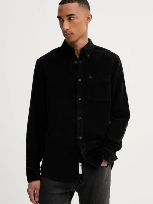 Tommy Jeans koszula sztruksowa męska kolor czarny regular DM0DM22021