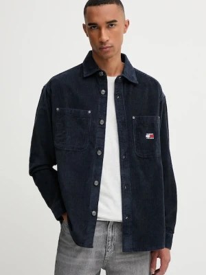 Tommy Jeans koszula sztruksowa męska kolor granatowy relaxed z kołnierzykiem klasycznym DM0DM22016