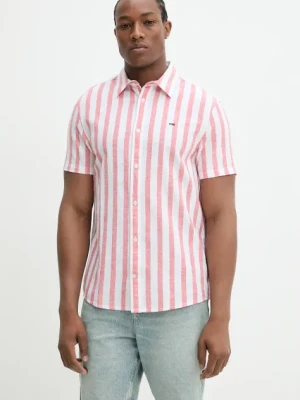 Tommy Jeans koszula z domieszką lnu męska kolor biały regular z kołnierzykiem klasycznym DM0DM20894