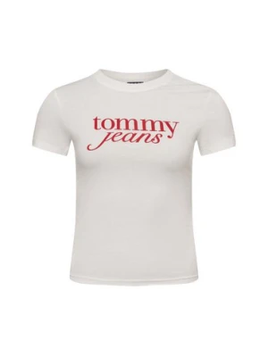 Tommy Jeans Koszulka damska Kobiety Bawełna biały|czerwony jednolity,