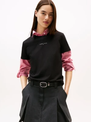 Tommy Jeans Koszulka damska Kobiety Bawełna czarny jednolity,
