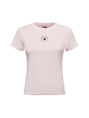 Tommy Jeans Koszulka damska Kobiety Bawełna różowy jednolity,