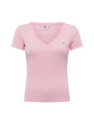 Tommy Jeans Koszulka damska Kobiety Bawełna wyrazisty róż jednolity,