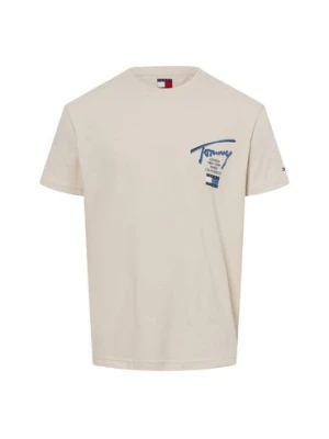 Tommy Jeans Koszulka męska Mężczyźni Bawełna beżowy jednolity,